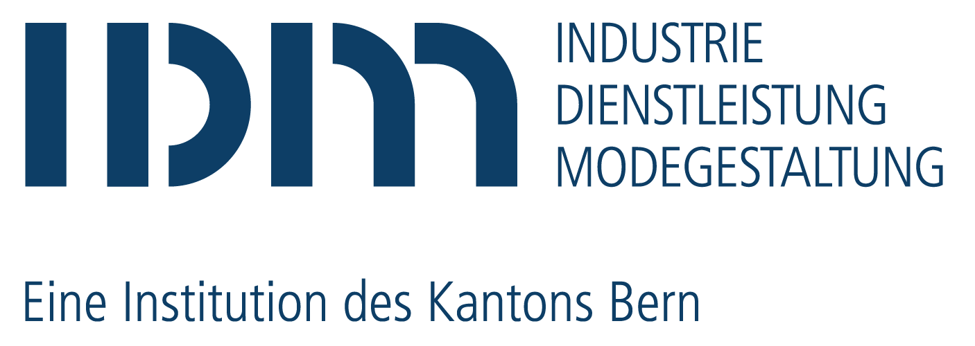 Logo der Institution 'IPH' mit den Worten Industrie, Dienstleistung, Modegestaltung und dem Text 'Eine Institution des Kantons Bern'.