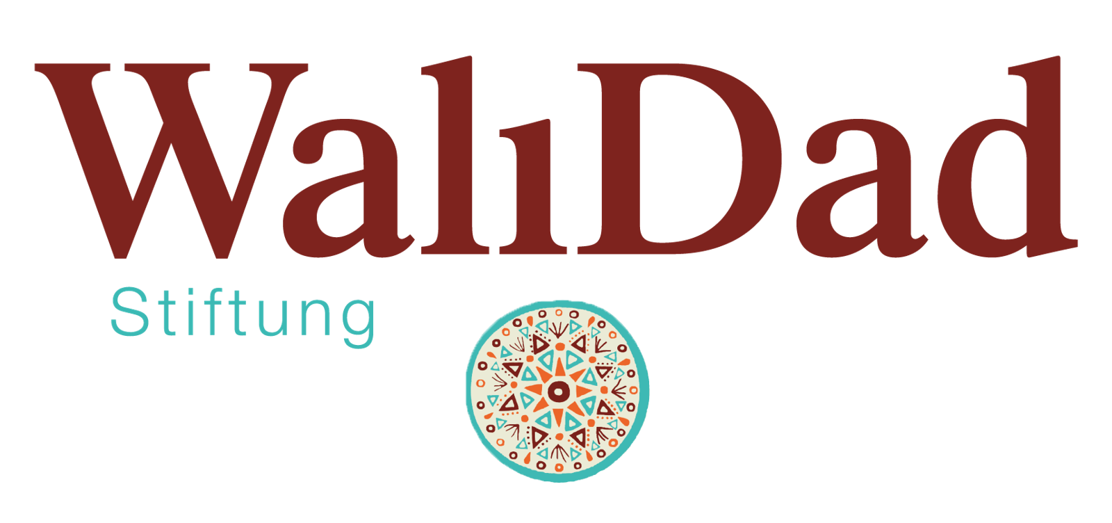 Logo der Walld Stiftung mit dem Schriftzug "Walld" in großen roten Buchstaben, darunter "Stiftung" in blauer Schrift, und einem stilisierten Mandalamotiv darunter