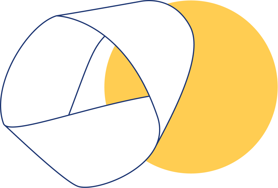 Abstraktes, geometrisches Kunstwerk mit weißen, blauen und gelben Flächen