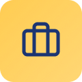 Icon eines Koffers auf gelbem Hintergrund