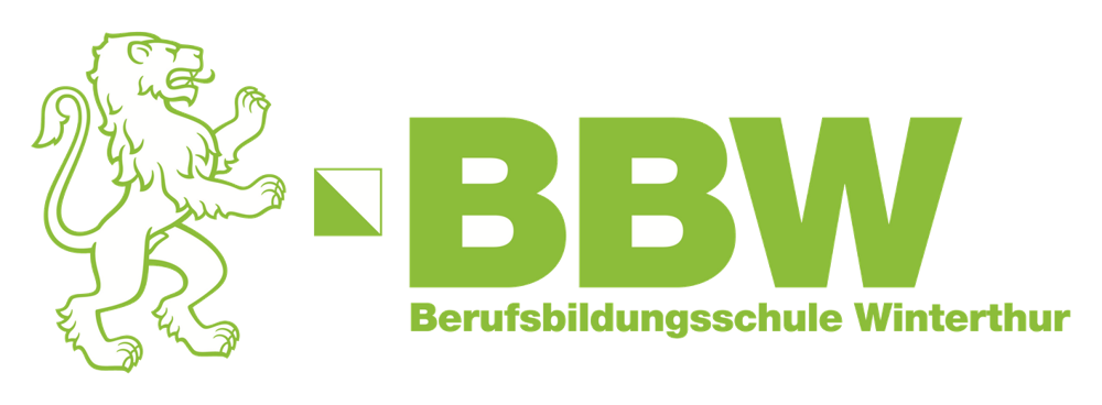 Logo der Berufsbildun​gsschule Winterthur mit einem grünen Löwen und dem Text 'BBW Berufsb​ildungsschule Winterthur'.