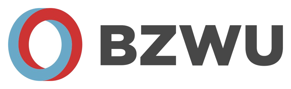 Logo des Bundesverbands der Zahnärzte Deutschlands (BZÄK) in Schwarz mit einem stilisierten Zahnarzt-Werkzeug in blauer und roter Farbe drumherum.