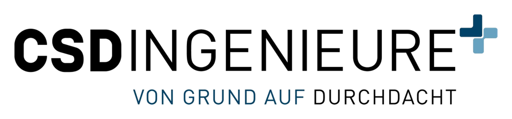 Grafik mit Logo der CSDINGEN NEUEUTE und Slogan 'Von Grund auf durchdacht'.