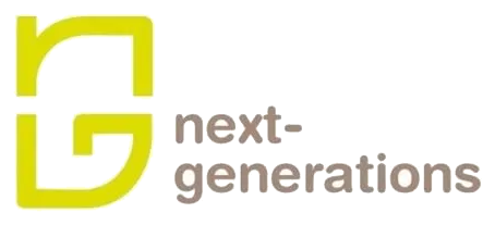 Logo mit einem stilisierten gelben Buchstaben 'g' und dem Text 'next-generations'