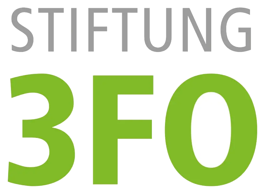 Logo der Stiftung 3F0, mit grauem Titel und grünem Zahlen- und Buchstabenkombination auf weißem Hintergrund.